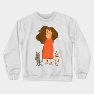 Cat Lady with two cats Crewneck Sweatshirt
